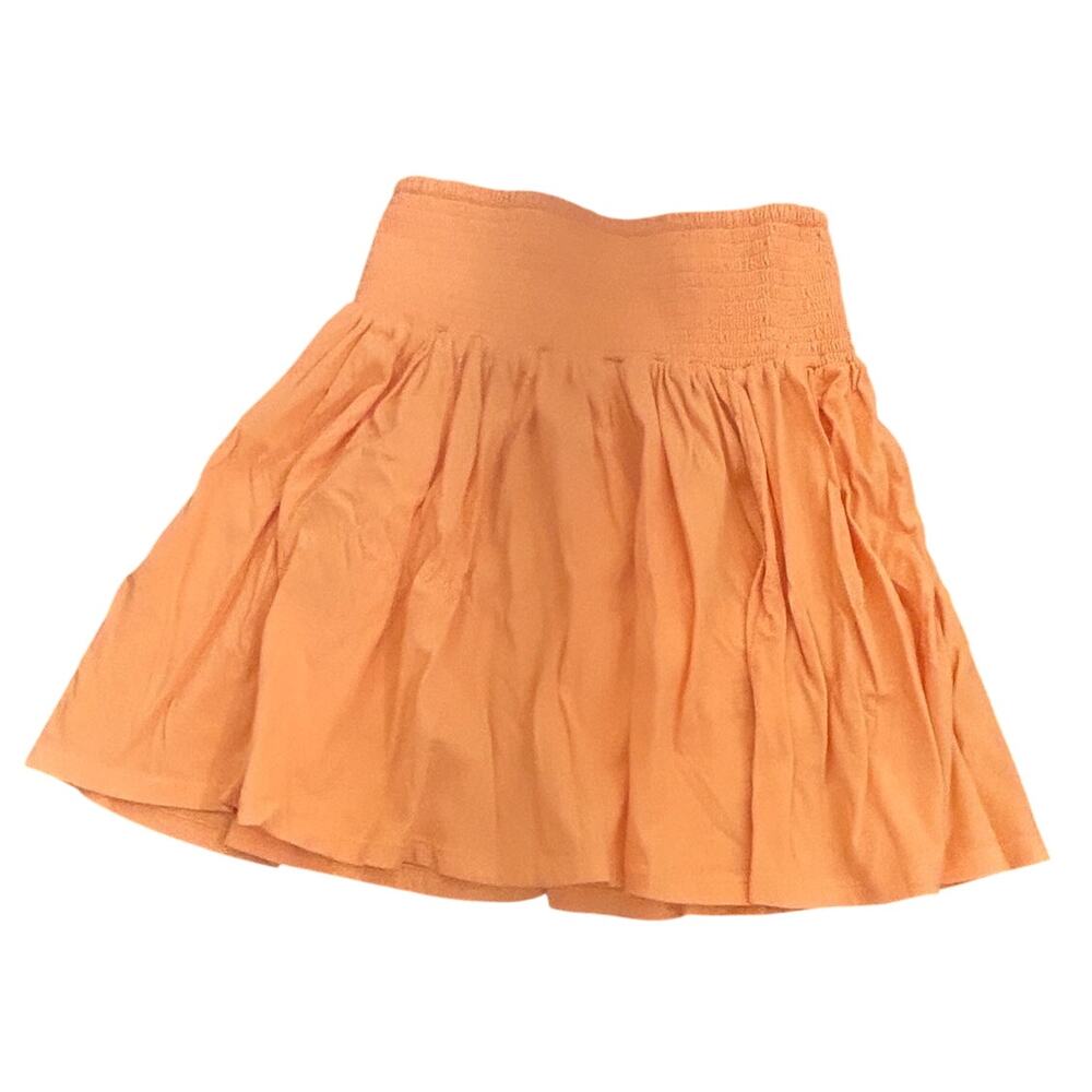 bobi Guava Beach Gauze Smocked Waist Mini Skirt Peach Coral SZ Medium NWT